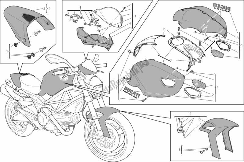 Todas as partes de Kit De Arte do Ducati Monster 696 ABS 2014
